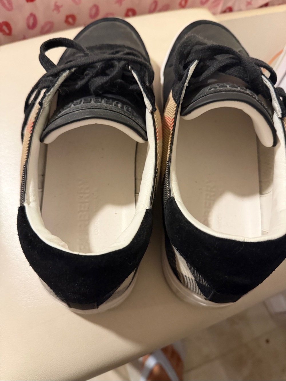 Burberry Black and Beige Check Men’s Athletic Sneakers - Picture 7 of 10